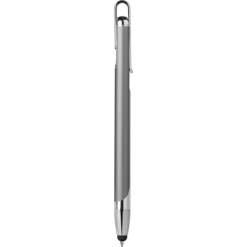 Penna a sfera con touch screen in metallo e plastica grigia personalizzata B11198GR