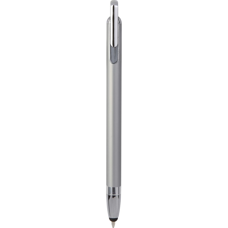 Penna a sfera con touch screen in metallo e plastica grigia personalizzata B11198GR