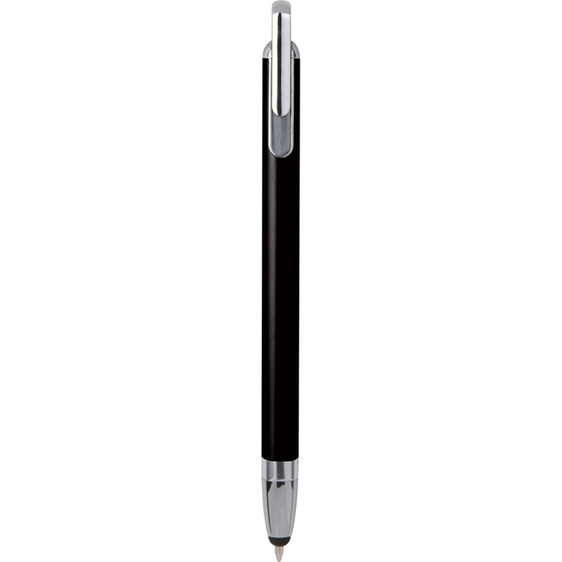 Penna a sfera con touch screen in metallo e plastica nera personalizzata B11198N