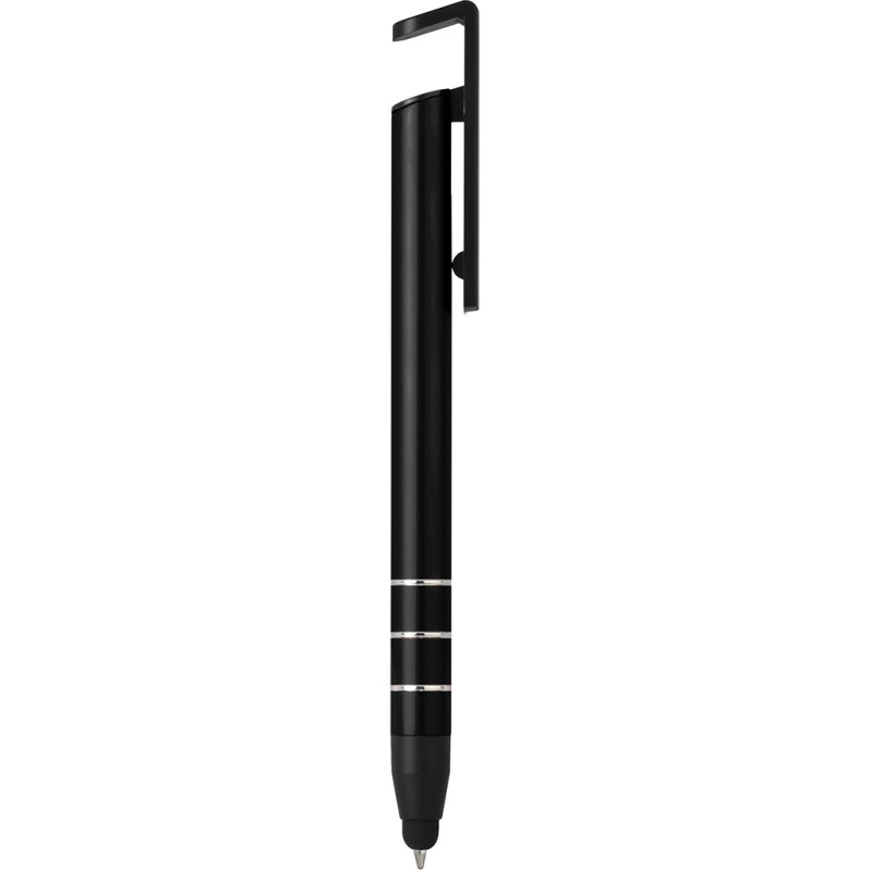Penna a sfera con touch screen in metallo e plastica nera personalizzata B11225N