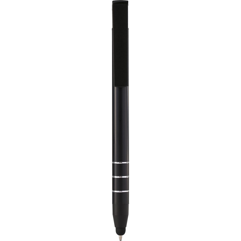Penna a sfera con touch screen in metallo e plastica nera personalizzata B11225N