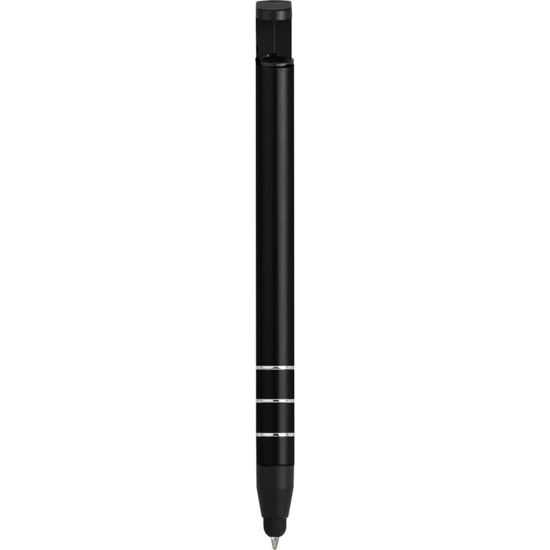 Penna a sfera con touch screen in metallo e plastica nera personalizzata B11225N
