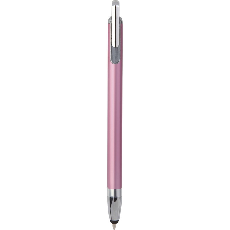 Penna a sfera con touch screen in metallo e plastica rosa personalizzata B11198RS