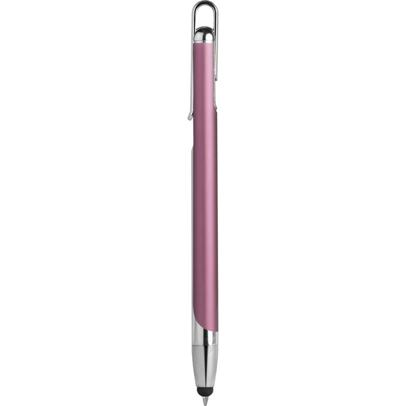 Penna a sfera con touch screen in metallo e plastica rosa personalizzata B11198RS