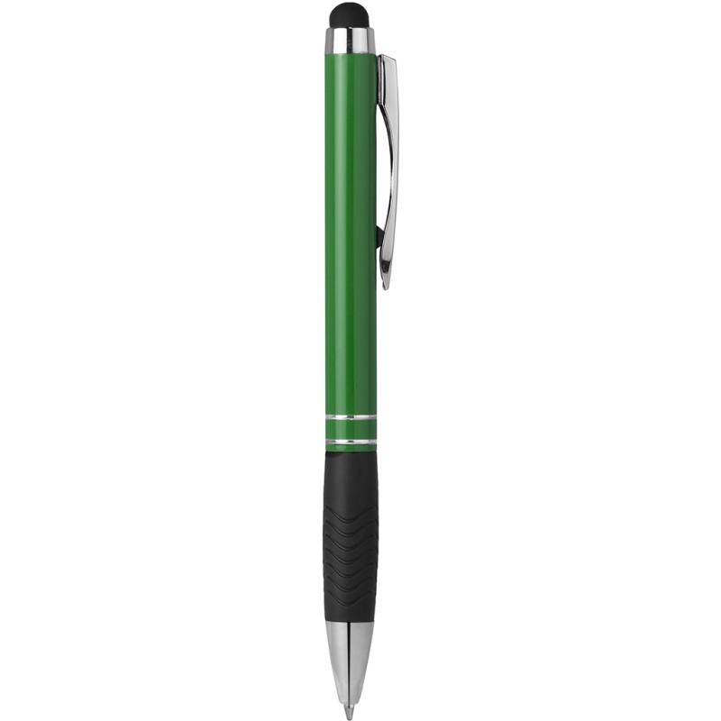 Penna a sfera con touch screen in metallo e plastica verde personalizzata B11165V