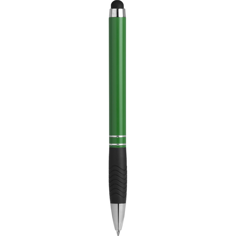 Penna a sfera con touch screen in metallo e plastica verde personalizzata B11165V