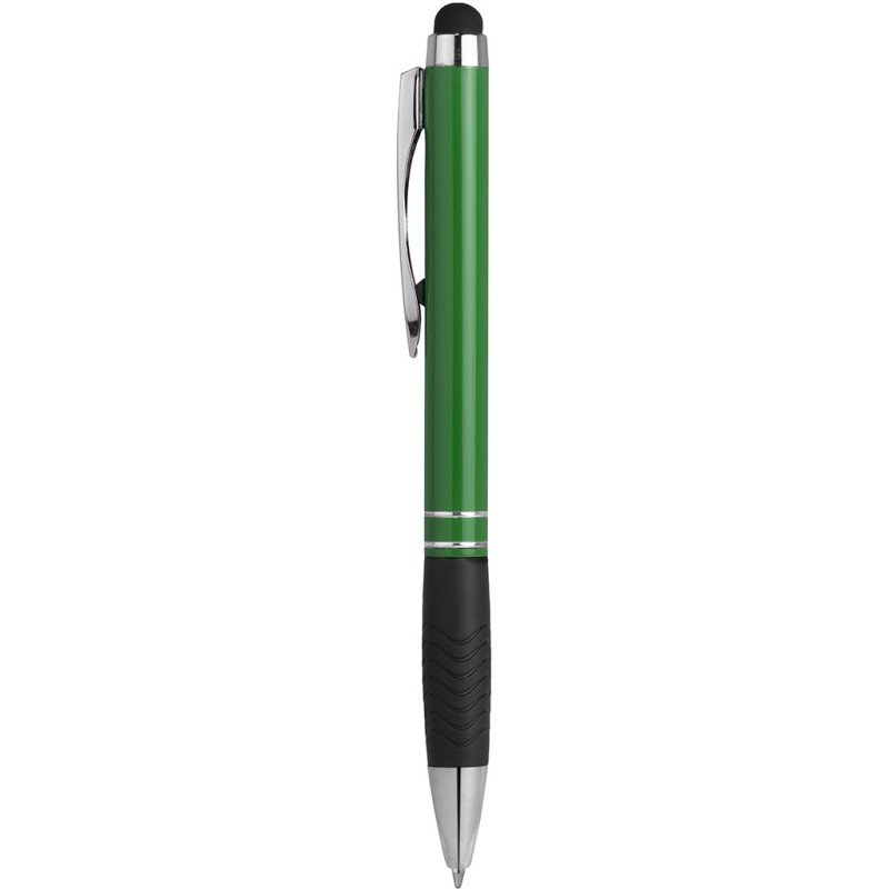 Penna a sfera con touch screen in metallo e plastica verde personalizzata B11165V