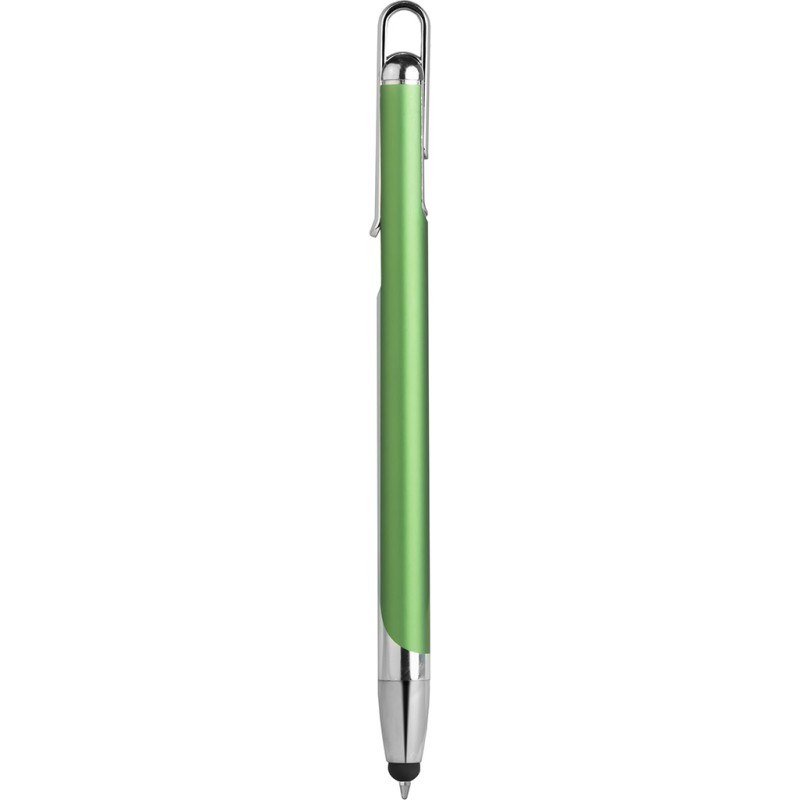 Penna a sfera con touch screen in metallo e plastica verde personalizzata B11198V