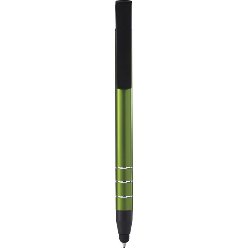 Penna a sfera con touch screen in metallo e plastica verde personalizzata B11225V