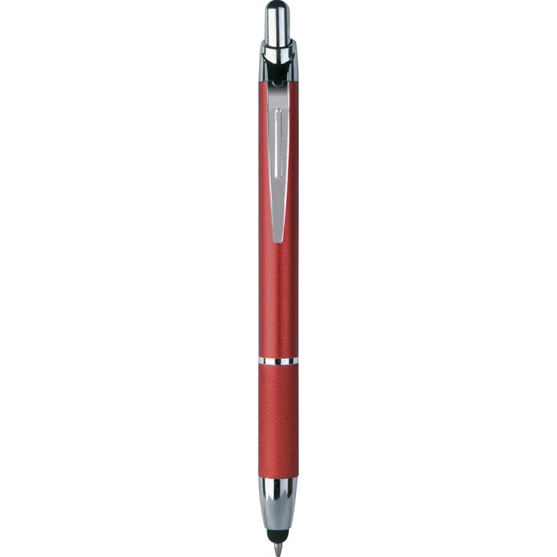 Penna a sfera con touch screen in metallo rossa personalizzata B11183R