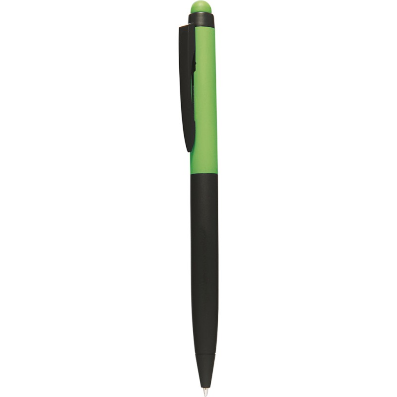 Penna a sfera con touch screen in metallo verde personalizzata B11169V