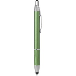 Penna a sfera con touch screen in metallo verde personalizzata B11183V