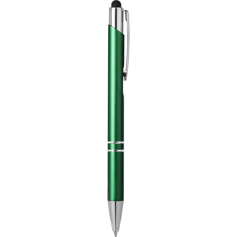 Penna a sfera con touch screen in metallo verde personalizzata B11188V