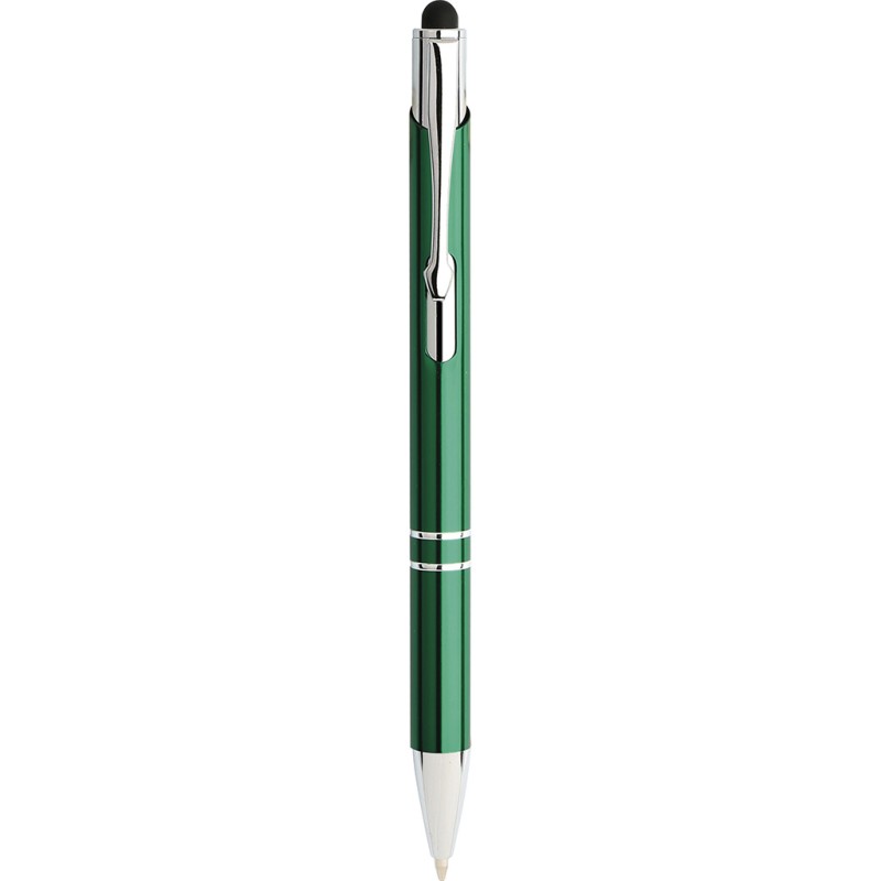 Penna a sfera con touch screen in metallo verde personalizzata B11188V