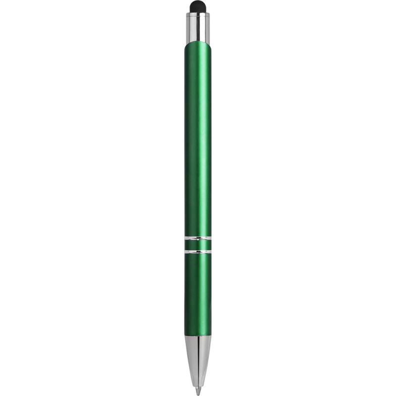 Penna a sfera con touch screen in metallo verde personalizzata B11188V