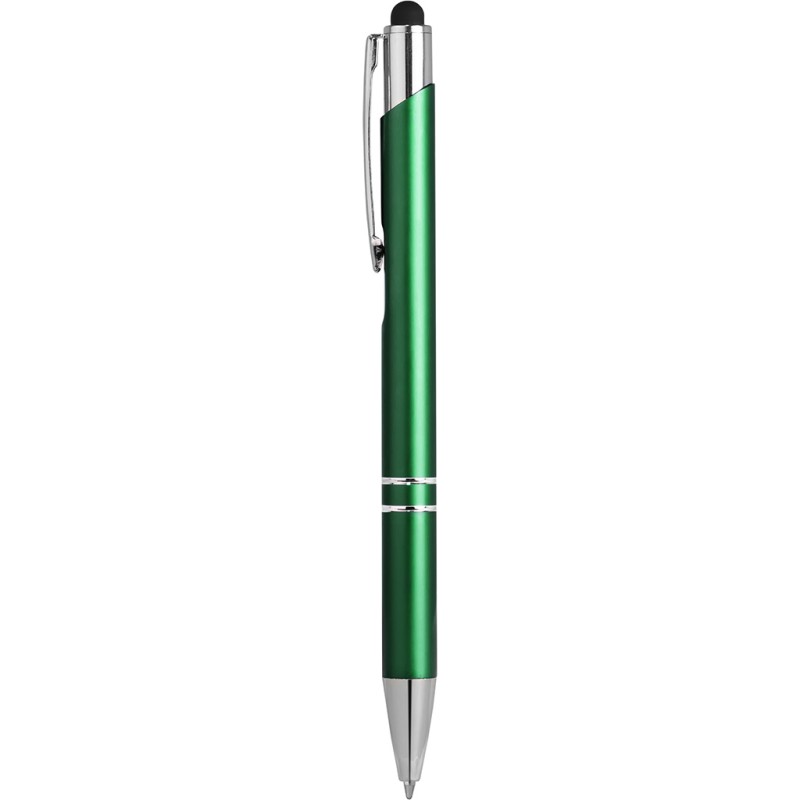 Penna a sfera con touch screen in metallo verde personalizzata B11188V