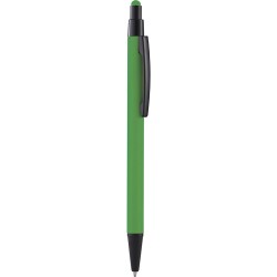 Penna a sfera con touch screen in metallo verde personalizzata B11227V