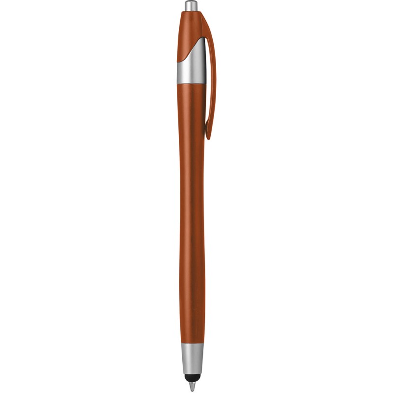Penna a sfera con touch screen in plastica arancione personalizzata B11197A