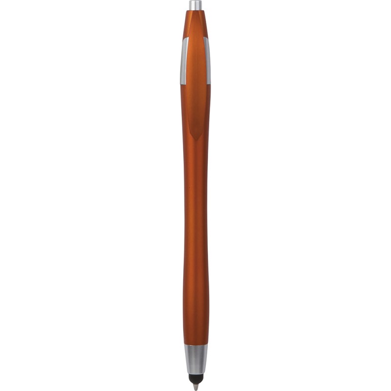 Penna a sfera con touch screen in plastica arancione personalizzata B11197A