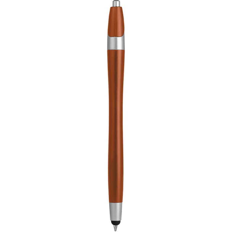 Penna a sfera con touch screen in plastica arancione personalizzata B11197A