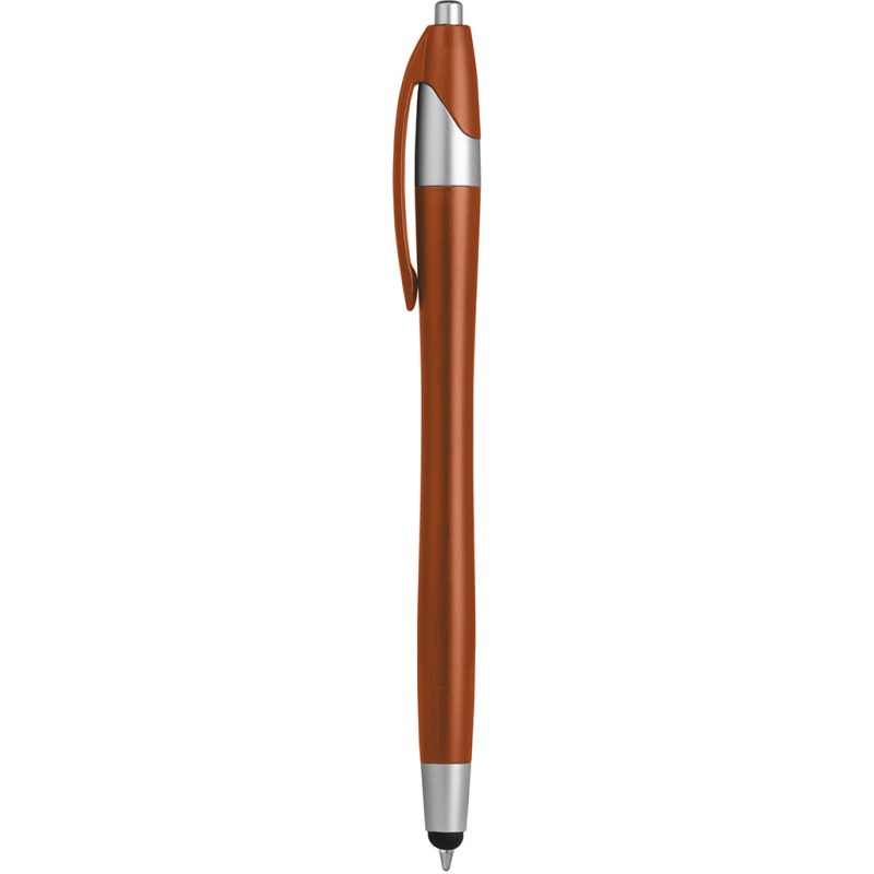 Penna a sfera con touch screen in plastica arancione personalizzata B11197A