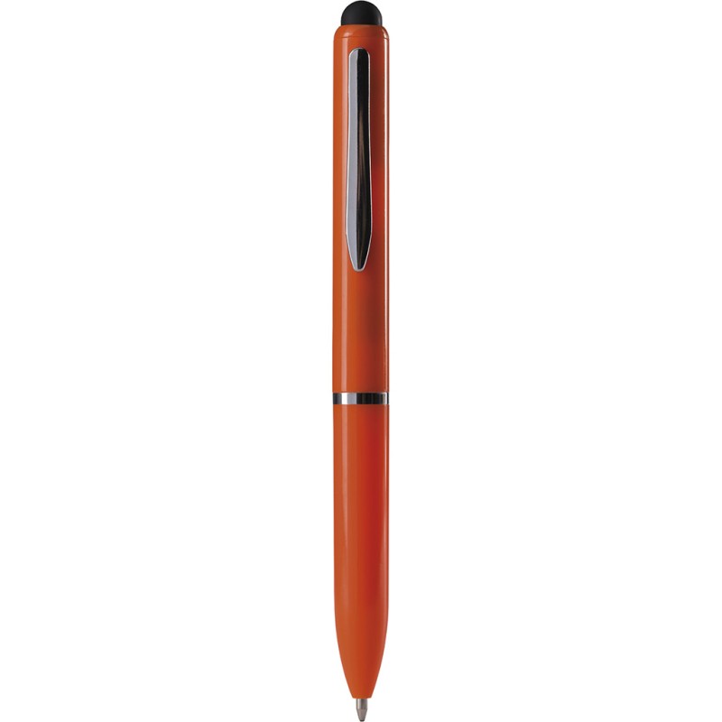Penna a sfera con touch screen in plastica arancione personalizzata B11230A