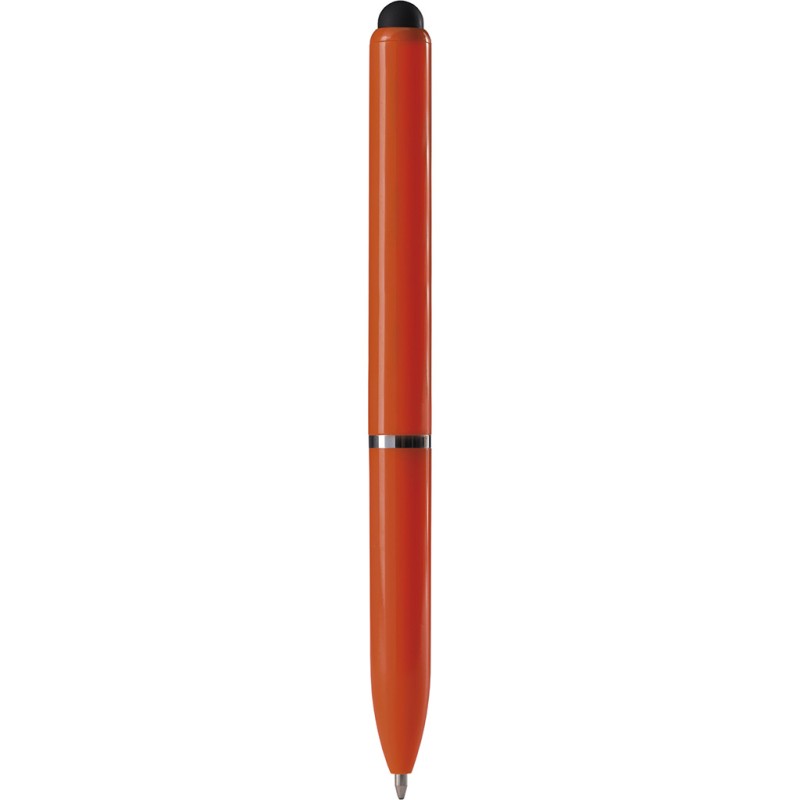 Penna a sfera con touch screen in plastica arancione personalizzata B11230A