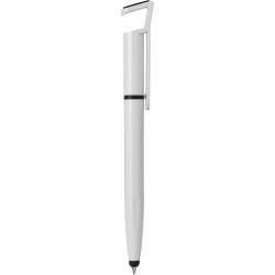 Penna a sfera con touch screen in plastica bianca personalizzata B11207B