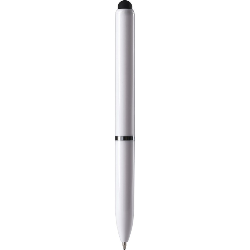 Penna a sfera con touch screen in plastica bianca personalizzata B11230B