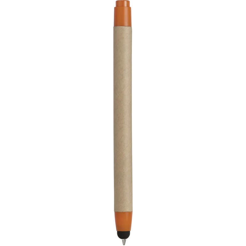 Penna a sfera con touch screen in plastica e cartone riciclato arancione personalizzata B11142A