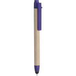 Penna a sfera con touch screen in plastica e cartone riciclato blu royal personalizzata B11142BL