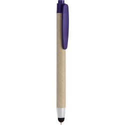 Penna a sfera con touch screen in plastica e cartone riciclato blu royal personalizzata B11143BL
