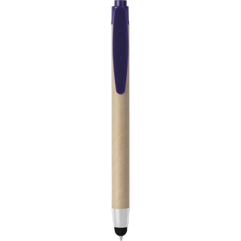 Penna a sfera con touch screen in plastica e cartone riciclato blu royal personalizzata B11143BL