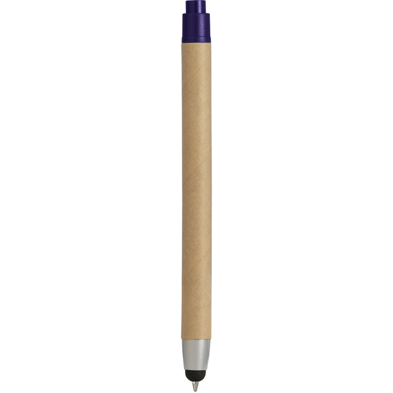 Penna a sfera con touch screen in plastica e cartone riciclato blu royal personalizzata B11143BL