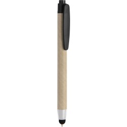 Penna a sfera con touch screen in plastica e cartone riciclato nera personalizzata B11143N