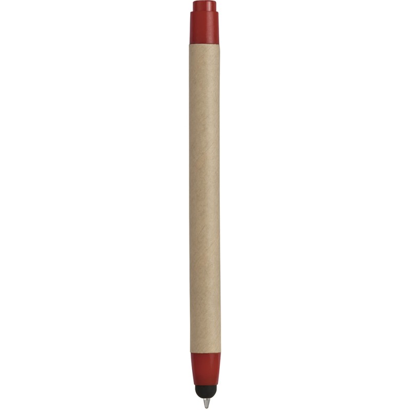Penna a sfera con touch screen in plastica e cartone riciclato rossa personalizzata B11142R