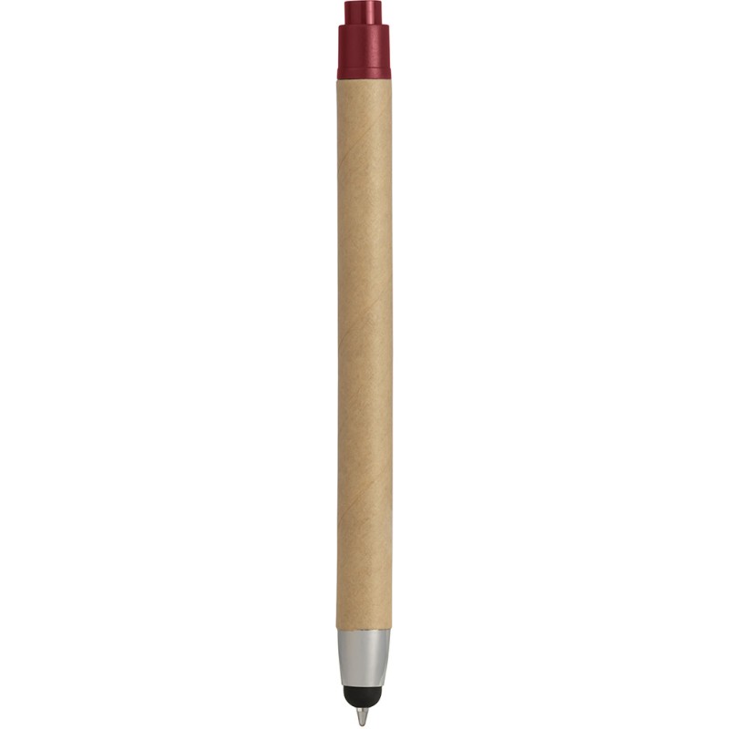 Penna a sfera con touch screen in plastica e cartone riciclato rossa personalizzata B11143R
