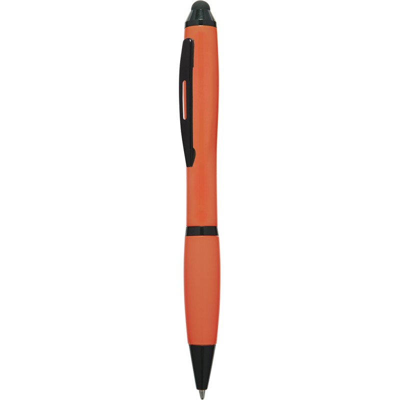 Penna a sfera con touch screen in plastica e metallo arancione personalizzata B11170A