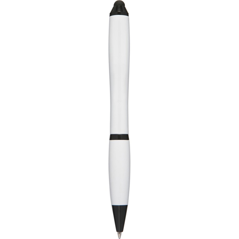 Penna a sfera con touch screen in plastica e metallo bianca personalizzata B11170B
