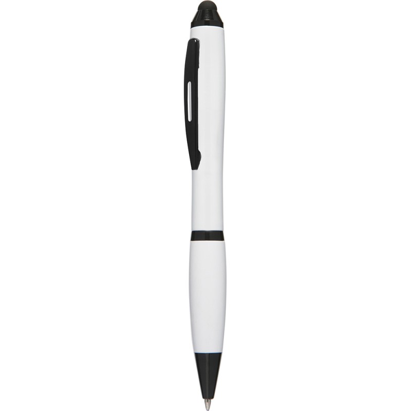 Penna a sfera con touch screen in plastica e metallo bianca personalizzata B11170B