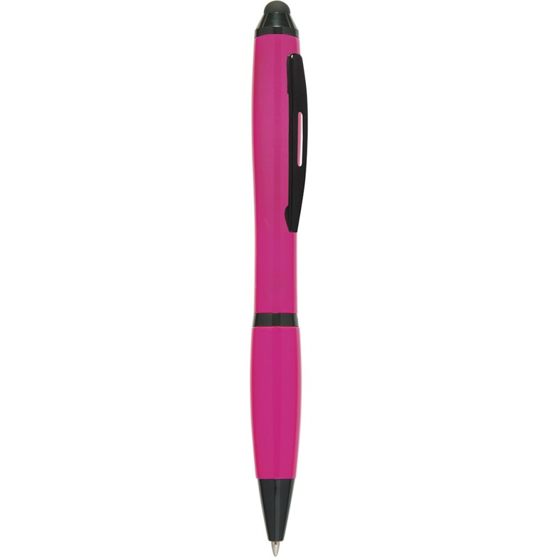 Penna a sfera con touch screen in plastica e metallo fucsia personalizzata B11170FU