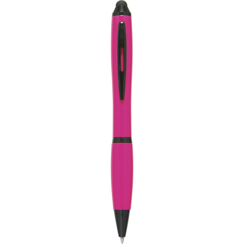 Penna a sfera con touch screen in plastica e metallo fucsia personalizzata B11170FU