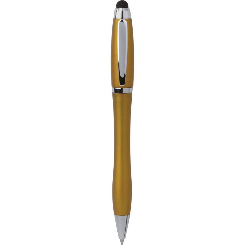 Penna a sfera con touch screen in plastica e metallo gialla personalizzata B11189G