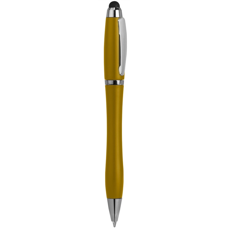 Penna a sfera con touch screen in plastica e metallo gialla personalizzata B11189G