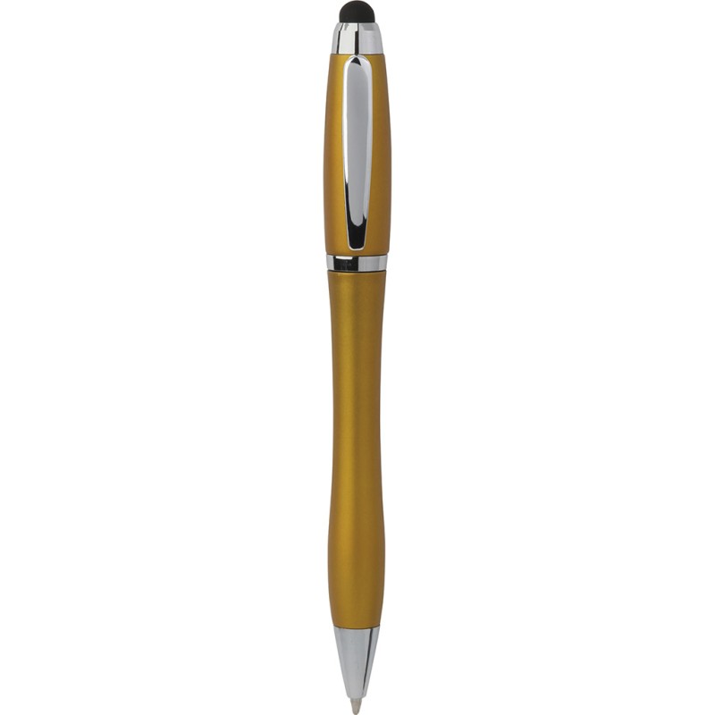 Penna a sfera con touch screen in plastica e metallo gialla personalizzata B11189G