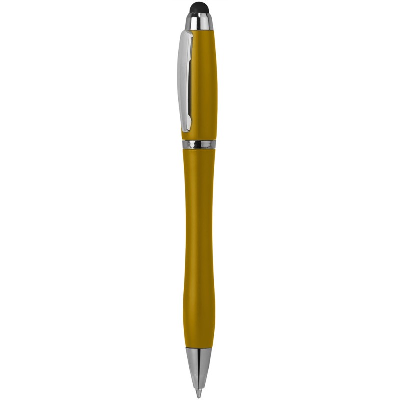 Penna a sfera con touch screen in plastica e metallo gialla personalizzata B11189G