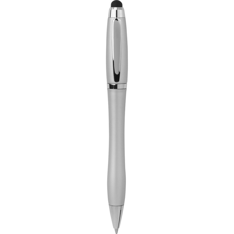 Penna a sfera con touch screen in plastica e metallo grigia personalizzata B11189GR
