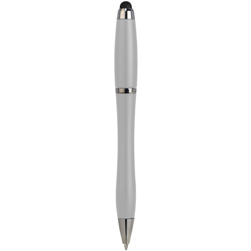 Penna a sfera con touch screen in plastica e metallo grigia personalizzata B11189GR