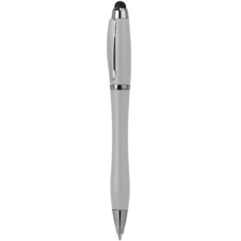 Penna a sfera con touch screen in plastica e metallo grigia personalizzata B11189GR