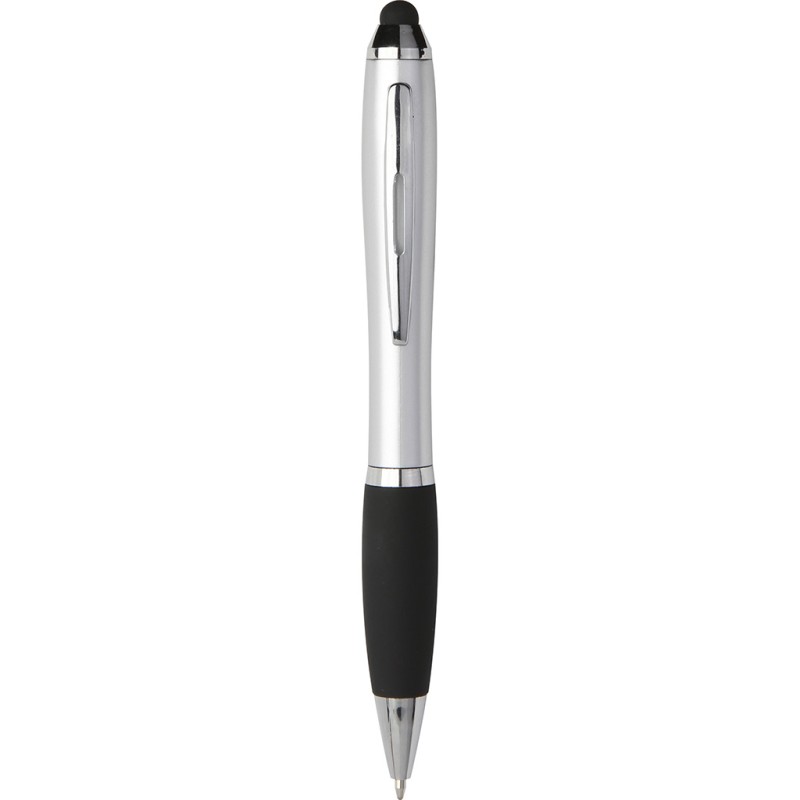 Penna a sfera con touch screen in plastica e metallo grigia personalizzata B11193GR